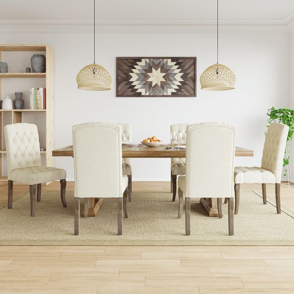 vidaXL Dining Chairs 6 pcs Beige Linen-Look Fabric