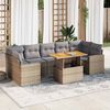 vidaXL 8 Piece Garden Sofa Set with Cushions Beige Poly Rattan