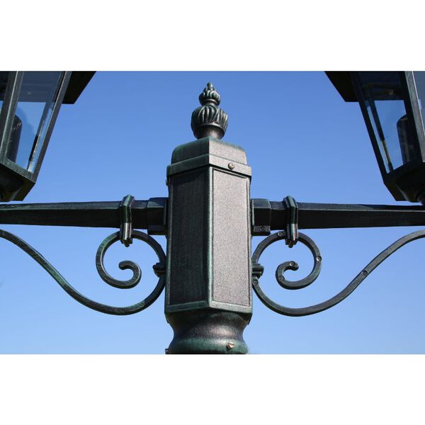 vidaXL Garden Light Post 2-arms 215 cm Dark Green/Black Aluminium