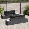 vidaXL Garden Sofa Set with Cushion 7 pcs Black Poly Rattan