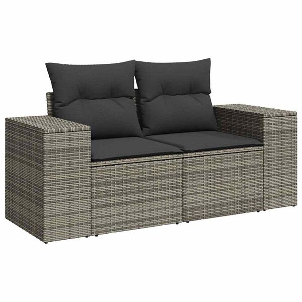 vidaXL 6 Piece Garden Sofa Set with Cushions Grey Poly Rattan Acacia