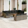 vidaXL 14 Piece Garden Sofa Set with Cushions Grey Poly Rattan