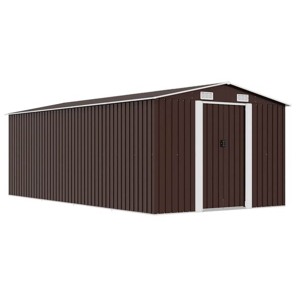 vidaXL Garden Shed 257x489x181 cm Metal Brown