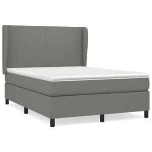 vidaXL Box Spring Bed with Mattress Dark Grey 137x187 cm Double Size Fabric