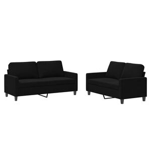 vidaXL 2 Piece Sofa Set with Cushions Black Velvet