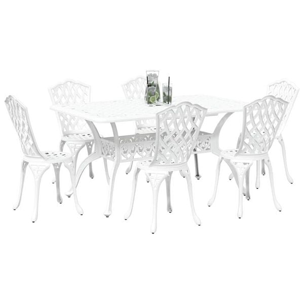 vidaXL Garden Dining Set 7 pcs White Aluminium