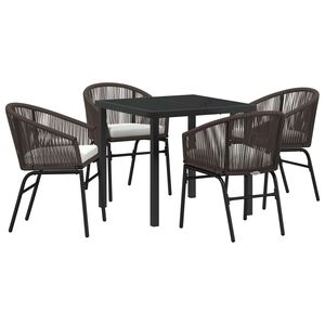 vidaXL Garden Dining Set 5 pcs Brown Powder-Coated Steel