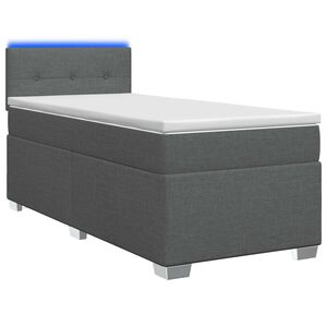vidaXL Box Spring Bed with Mattress and LED Dark Grey King Single
