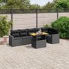 vidaXL 7 Piece Garden Sofa Set with Cushions Black Poly Rattan