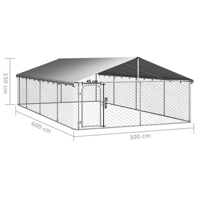 vidaXL Outdoor Dog Kennel with Roof 600x300x150 cm