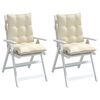 vidaXL Lowback Chair Cushions 2 pcs Cream Oxford Fabric
