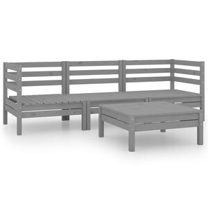 vidaXL 4 Piece Garden Lounge Set Grey Solid Pinewood