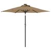 vidaXL Garden Parasol with LEDs and Steel Pole Taupe 225x225x212cm