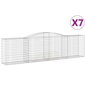 vidaXL Arched Gabion Baskets 7 pcs 400x50x100/120 cm Galvanised Iron