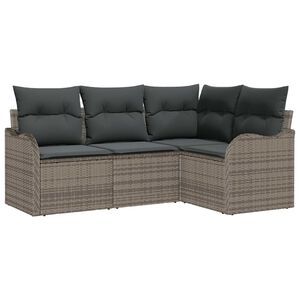 vidaXL Garden Sofa Set 4 pcs Grey Poly Rattan