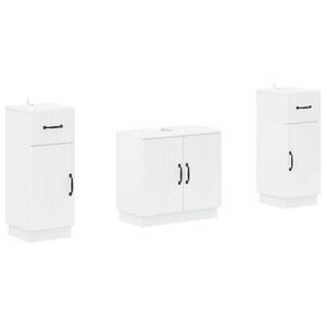 vidaXL 2 Piece Bathroom Cabinet Set HOORN White Engineered Wood