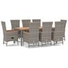 vidaXL 9 Piece Garden Dining Set with Cushions Grey Poly Rattan