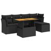 vidaXL 6 Piece Garden Sofa Set with Cushions Black Poly Rattan