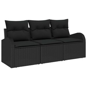 vidaXL Garden Sofa Set Black Poly Rattan