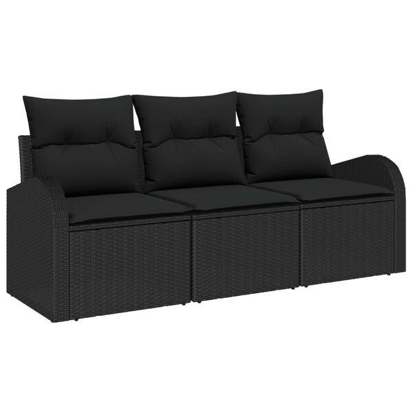 vidaXL Garden Sofa Set Black Poly Rattan