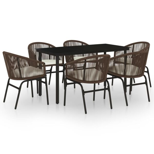 vidaXL 7 Piece Garden Dining Set Brown