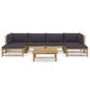 vidaXL 7 Piece Garden Lounge Set with Dark Grey Cushions Bamboo