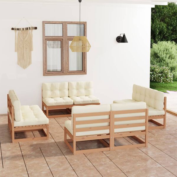 vidaXL 8 Piece Garden Lounge Set with Cushions Solid Pinewood