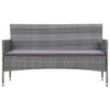 vidaXL 3-Seater Garden Sofa with Cushions Grey Poly Rattan