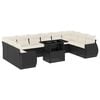 vidaXL 11 Piece Garden Sofa Set with Cushions Black Poly Rattan