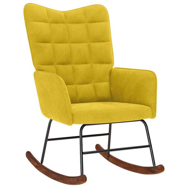 vidaXL Rocking Chair with Stool Yellow Velvet