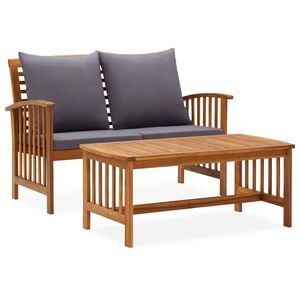 vidaXL 2 Piece Garden Lounge Set with Cushions Solid Acacia Wood