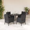 vidaXL 5 Piece Garden Dining Set with Cushions Black Poly Rattan