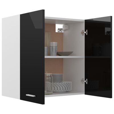 vidaXL Hanging Cabinet High Gloss Black 60x31x60 cm Engineered Wood