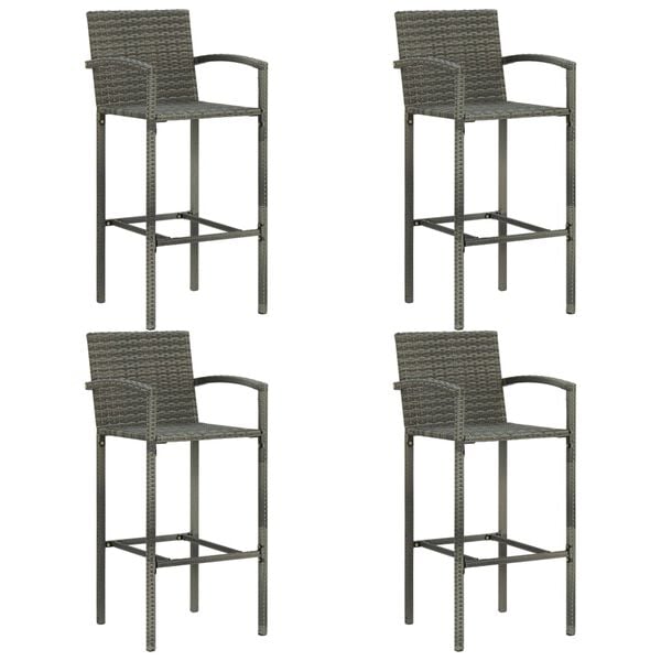 vidaXL 5 Piece Outdoor Bar Set with Armrest Poly Rattan Grey