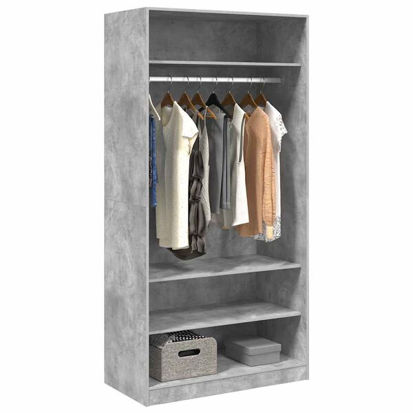 vidaXL Wardrobe Concrete Grey 100x50x200 cm Engineered Wood
