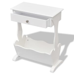 vidaXL Magazine Rack | White | MDF and Solid Fir Wood | Small | Magazine Rack