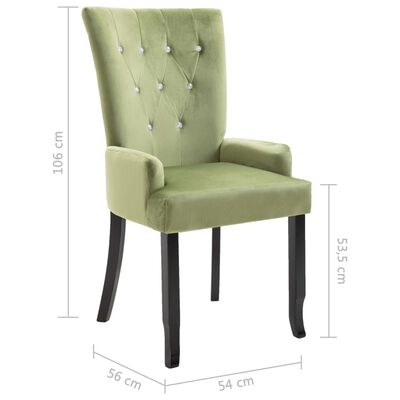 vidaXL Dining Chair with Armrests 6 pcs Light Green Velvet