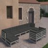 vidaXL 9 Piece Garden Lounge Set with Cushions Grey Solid Pinewood
