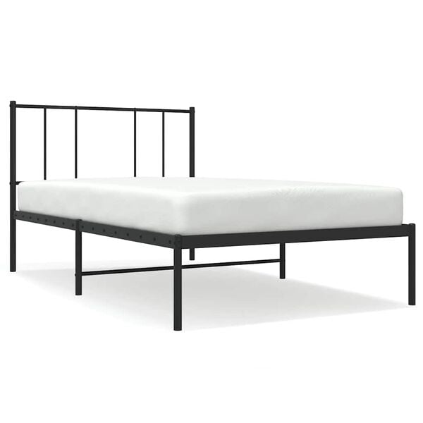vidaXL Metal Bed Frame without Mattress with Headboard Black 90x190cm