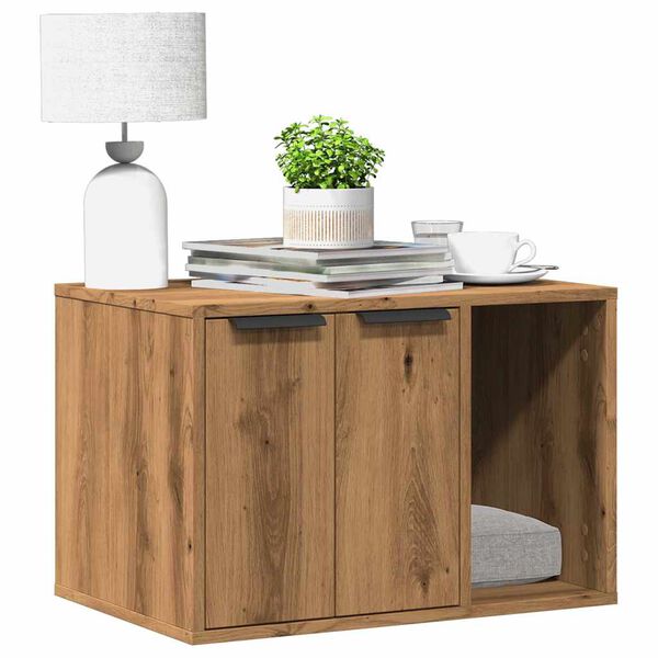 vidaXL Cat Litter Box Enclosure Artisian Oak 60x40x40 cm Engineered Wood