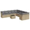 vidaXL 11 Piece Garden Sofa Set with Cushions Beige Poly Rattan