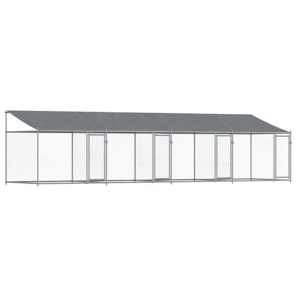 vidaXL Dog Cage with Roof and Doors Grey 8x2x2 m Galvanised Steel
