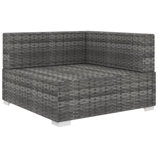 vidaXL Sectional Corner Chair 1 pc with Cushions Poly Rattan Grey