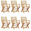 vidaXL Folding Chairs 6 pcs Beige Solid Wood Acacia