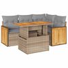 vidaXL 5 Piece Garden Sofa Set with Cushions Beige Poly Rattan Acacia