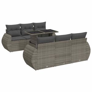 vidaXL 7 Piece Garden Sofa Set with Cushions Grey Poly Rattan