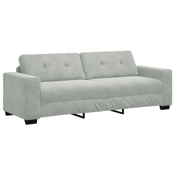 vidaXL 3-Seater Sofa Light Grey 220x78x80 cm Velvet
