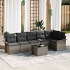 vidaXL Garden Sofa Set with Cushion 7 pcs Grey Poly rattan