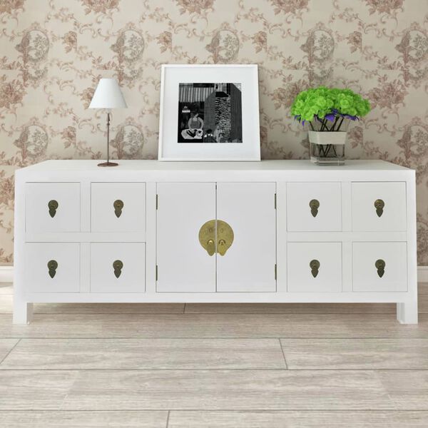 vidaXL Wooden Sideboard Asian Style with 8 Drawers and 2 Doors