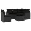 vidaXL 6 Piece Garden Sofa Set with Cushions Black Poly Rattan